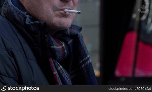 Man smokes in New York City