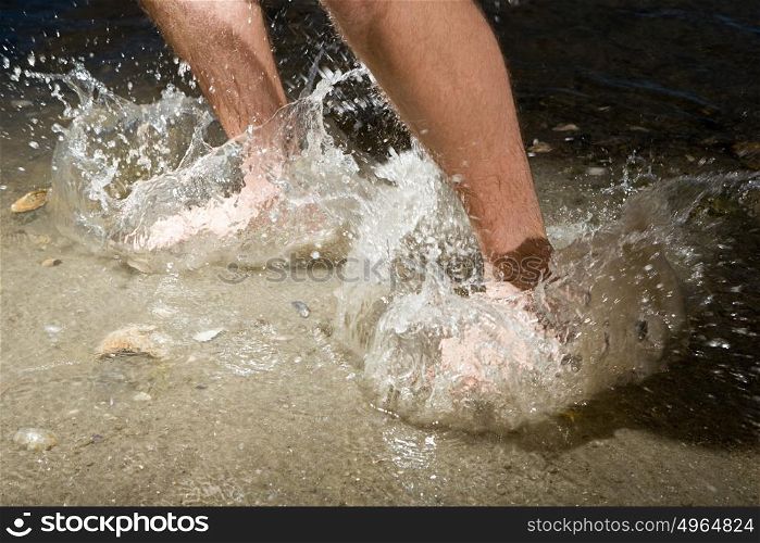 Man splashing in the sea