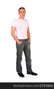 man stand on white background