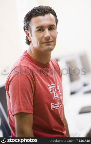 Man standing in computer room