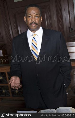 Man standing in court, portrait