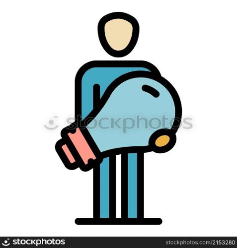 Man startup idea icon. Outline man startup idea vector icon color flat isolated. Man startup idea icon color outline vector