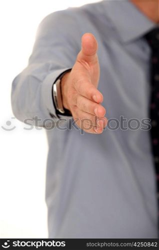 Man stretching his hand to greet