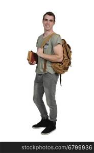 Man student with a back pack or book bag