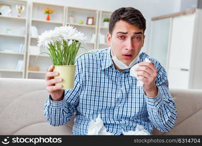 Man suffering from allergy - medical concept