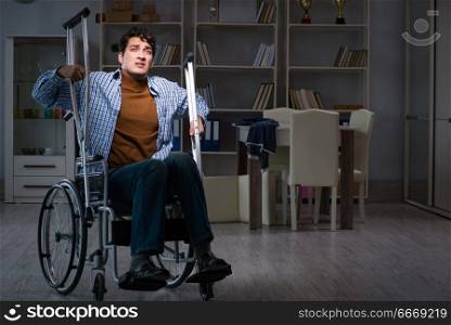 Man suffering from depression at wheelchair
