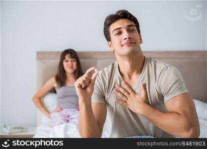 Man suffering from impotency with pill