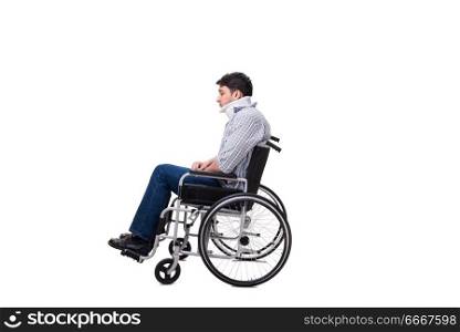 Man suffering from injury on wheelchair