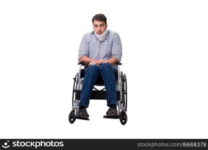 Man suffering from injury on wheelchair