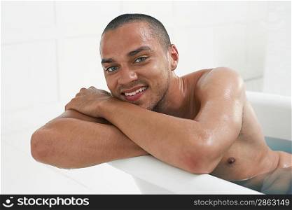Man Taking a Bath