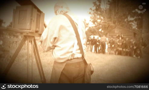 Man taking tintype photo of Civil War soldiers (Archive Footage Version)