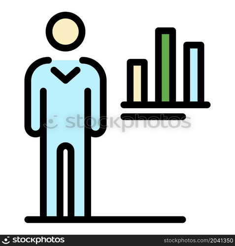 Man target chart icon. Outline man target chart vector icon color flat isolated. Man target chart icon color outline vector