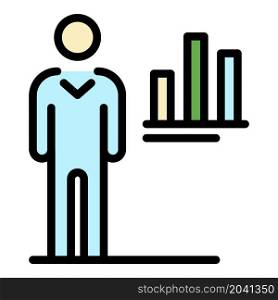 Man target chart icon. Outline man target chart vector icon color flat isolated. Man target chart icon color outline vector