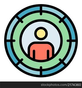 Man target icon. Outline man target vector icon color flat isolated. Man target icon color outline vector