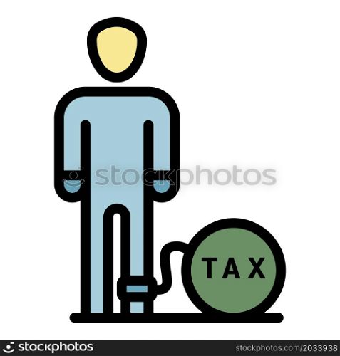 Man tax bomb icon. Outline man tax bomb vector icon color flat isolated. Man tax bomb icon color outline vector