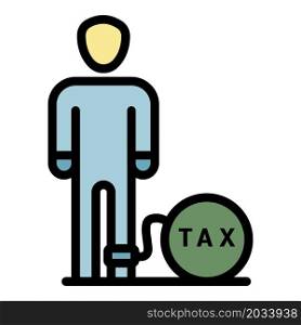 Man tax bomb icon. Outline man tax bomb vector icon color flat isolated. Man tax bomb icon color outline vector