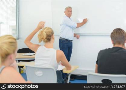 man teacher on white board