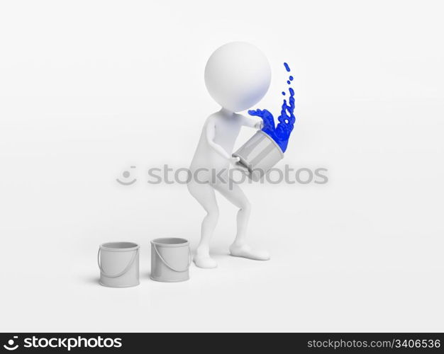 Man throwing a bucket of paint