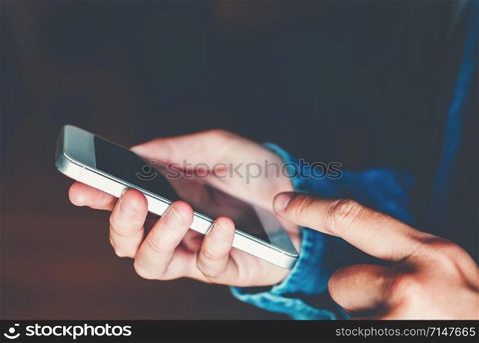 Man Typing Phone Message On Social Network