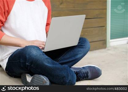Man using laptop computer, people and technology, lifestyles