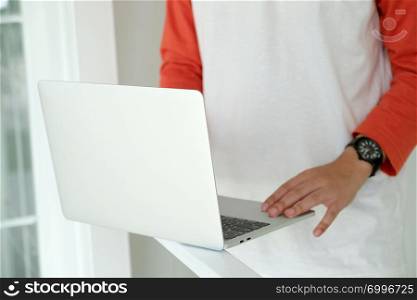 Man using laptop computer, people and technology, lifestyles