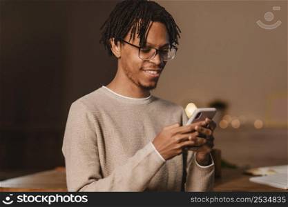 man using modern smartphone