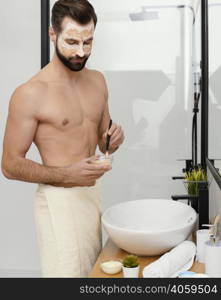 man using natural ingredients face mask 2