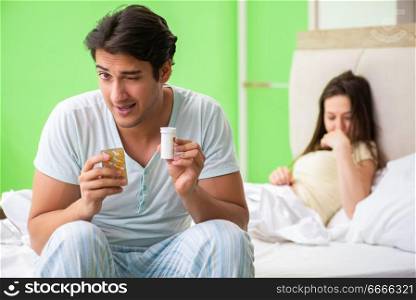 Man using pills for woman satisfaction  
