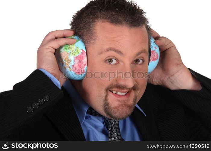 Man using the world as a pair of ear defenders