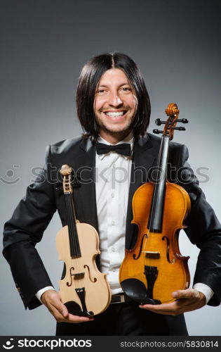 Man violin player in musican concept