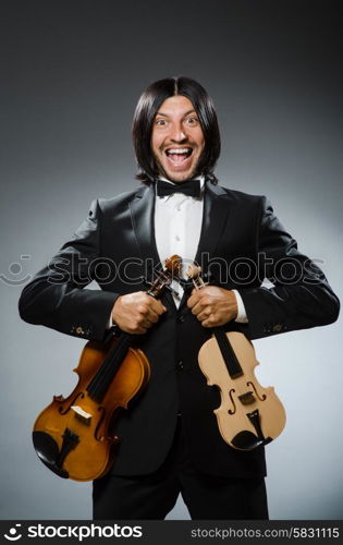 Man violin player in musican concept