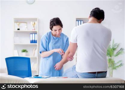 Man visiting female doctor in medical concept