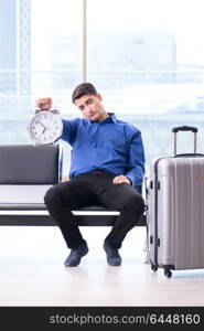 Man wairing to boarding in airport lounge room