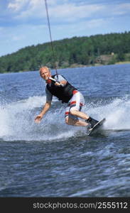 Man waterskiing