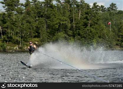 Man waterskiing in a lake, Lake of The Woods, Ontario, Canada