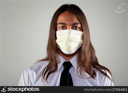 Man wearing a breathing mask