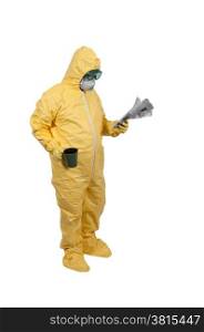 Man wearing a hazmat suit in the face of infectious disease