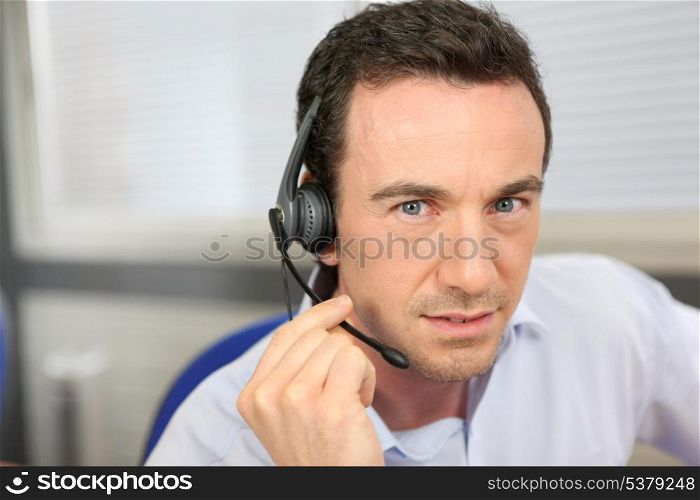 Man wearing a headset