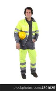 Man wearing a high visibility suit