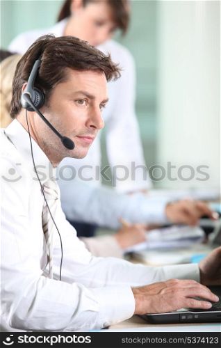 Man wearing headset