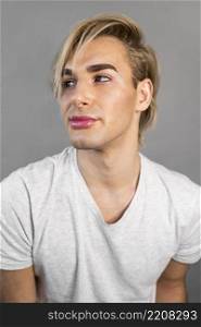 man wearing make up cosmetics