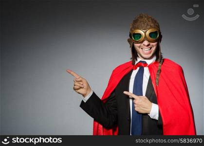 Man wearing red clothing in funny concept