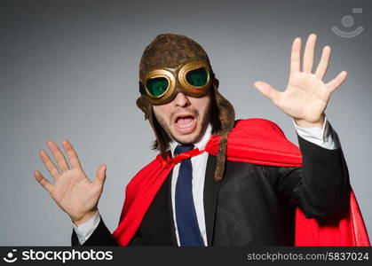 Man wearing red clothing in funny concept