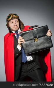 Man wearing red clothing in funny concept