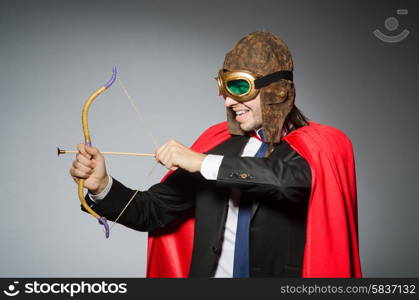 Man wearing red clothing in funny concept