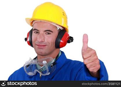 Man wearing safety goggles