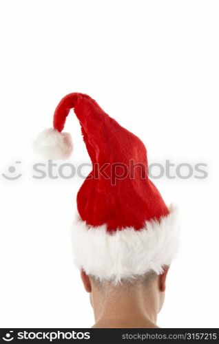 Man Wearing Santa Hat Against White Background