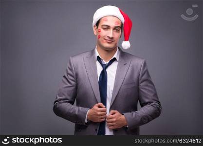 Man wearing santa in funny festive concept