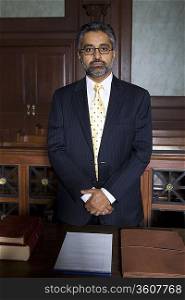 Man wearing suit in court, portrait