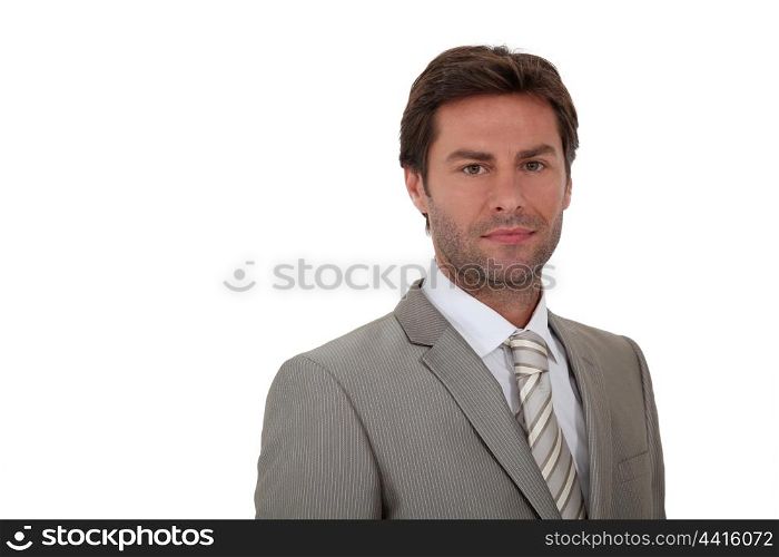 Man wearing suite white background